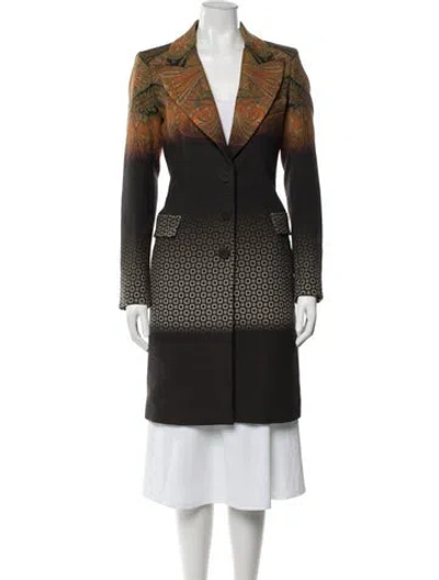 Pre-owned Etro Wool Paisley Print Coat In Brown/metallic