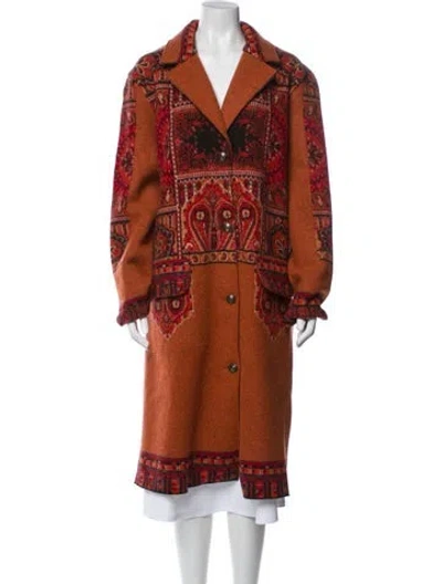 Pre-owned Etro Wool Paisley Print Coat W/ Tags In Orange