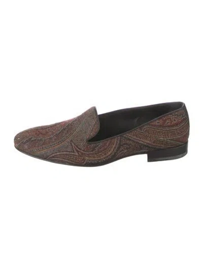 Pre-owned Etro Wool Paisley Print Loafers In Brown