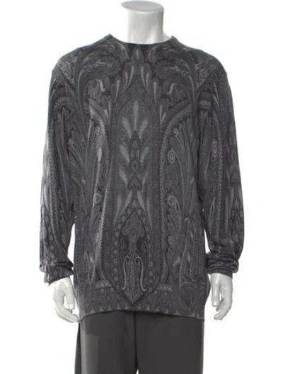 Pre-owned Etro Wool Paisley Print Pullover In Grey