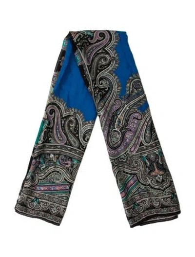 Pre-owned Etro Wool Paisley Print Scarf In Black