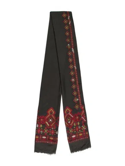 Pre-owned Etro Wool Paisley Print Scarf In Black
