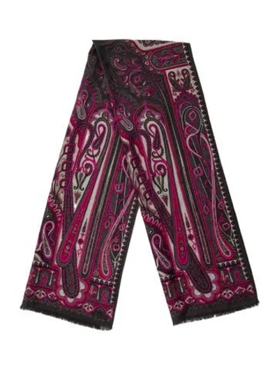 Pre-owned Etro Wool Paisley Print Scarf In Multi