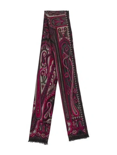 Pre-owned Etro Wool Paisley Print Scarf In Multi