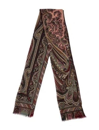 Pre-owned Etro Wool Paisley Print Scarf In Multi