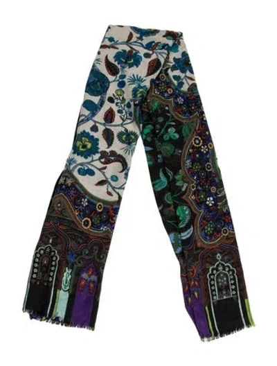 Pre-owned Etro Wool Paisley Print Scarf In Neutral