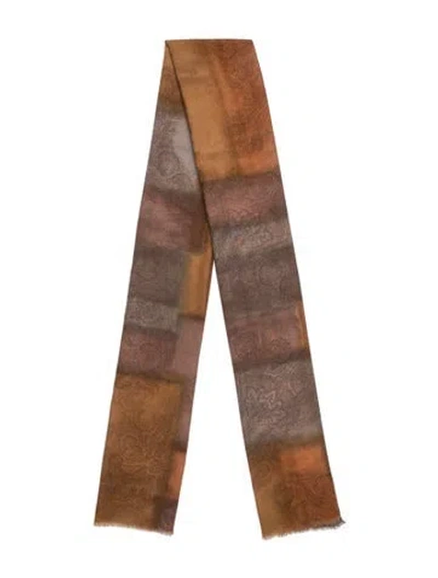 Pre-owned Etro Wool Paisley Print Scarf In Neutrals