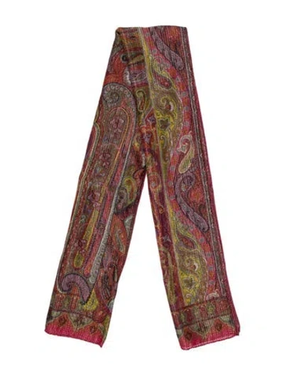 Pre-owned Etro Wool Paisley Print Scarf In Purple