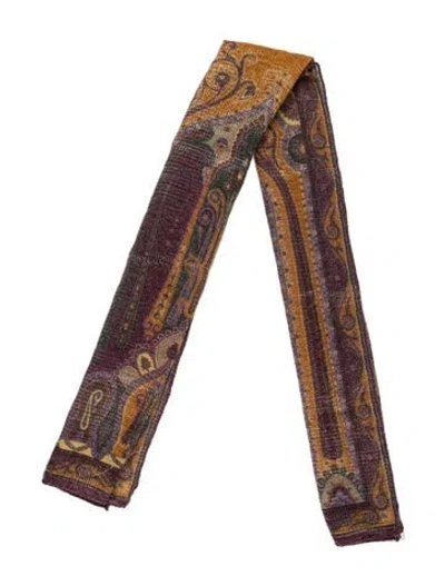 Pre-owned Etro Wool Paisley Print Scarf In Purple