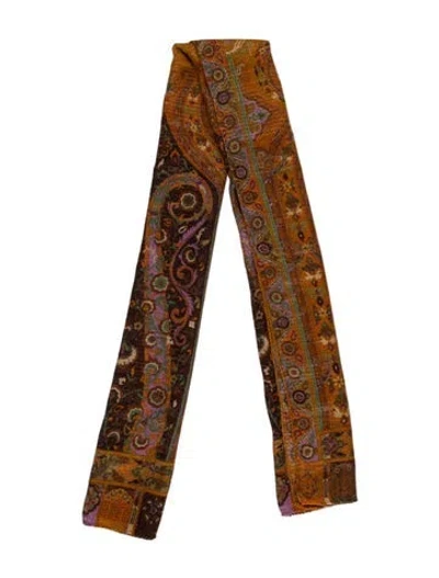 Pre-owned Etro Wool Paisley Print Scarf In Purple