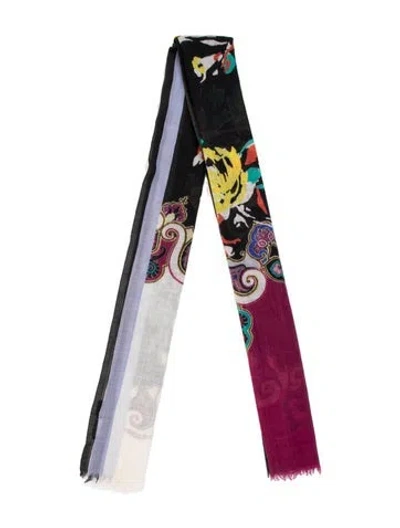 Pre-owned Etro Wool Paisley Print Scarf In Purple