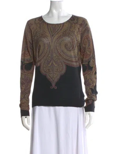 Pre-owned Etro Wool Paisley Print Sweater In Black