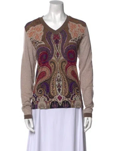 Pre-owned Etro Wool Paisley Print Sweater In Gray