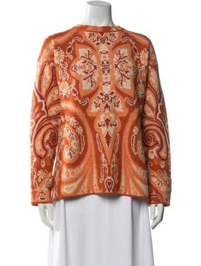 Pre-owned Etro Wool Paisley Print Sweater In Orange