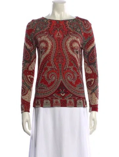 Pre-owned Etro Wool Paisley Print Sweatshirt In Red