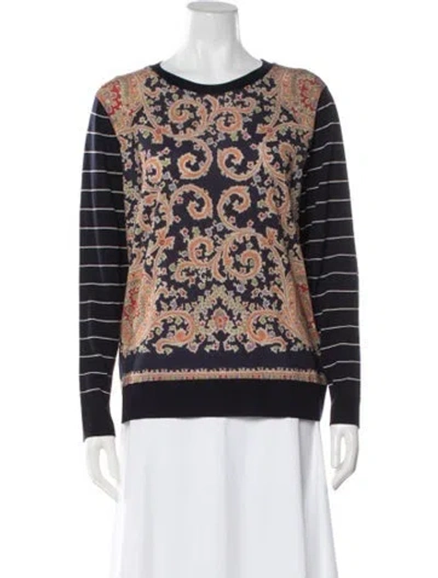 Pre-owned Etro Wool Paisley Print Top In Blue