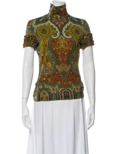 Pre-owned Etro Wool Paisley Print Top In Green