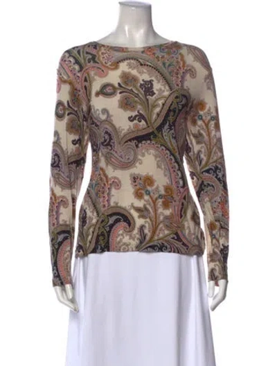 Pre-owned Etro Wool Paisley Print Top In Neutral