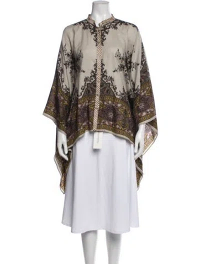 Pre-owned Etro Wool Paisley Print Top In Neutrals