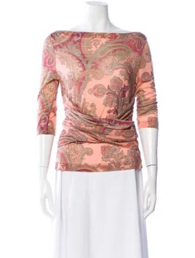 Pre-owned Etro Wool Paisley Print Top In Pink