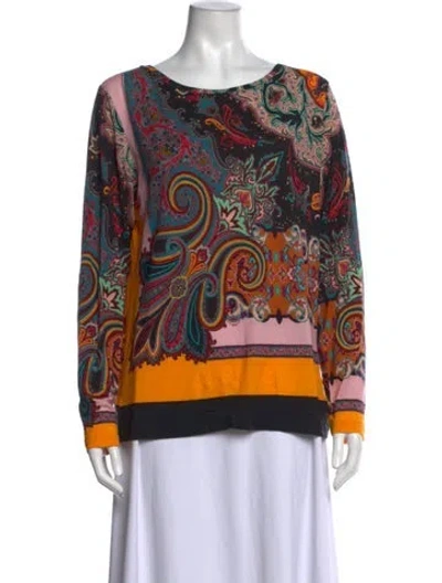 Pre-owned Etro Wool Paisley Print Top In Pink