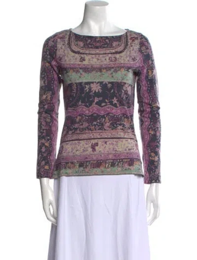 Pre-owned Etro Wool Paisley Print Top In Purple