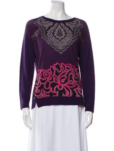 Pre-owned Etro Wool Paisley Print Top In Purple