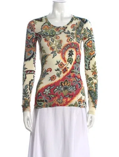Pre-owned Etro Wool Paisley Print Top In Purple