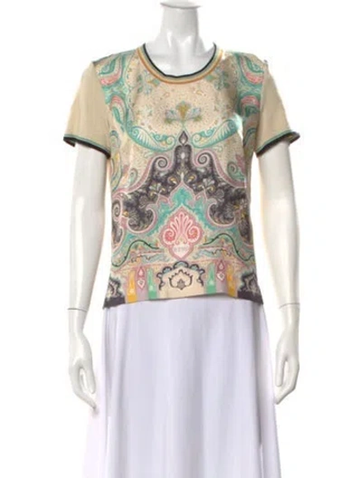 Pre-owned Etro Wool Paisley Print T-shirt In Neutral