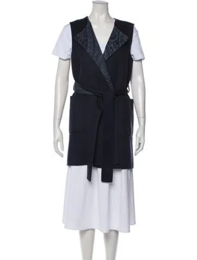 Pre-owned Etro Wool Paisley Print Vest In Blue