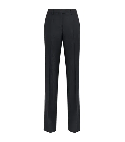 Etro Wool Paisley Trousers In Black