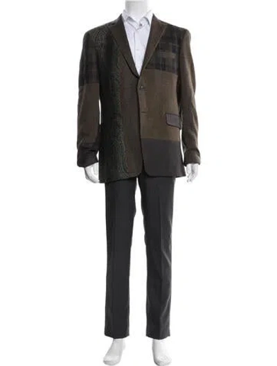 Pre-owned Etro Wool Patterned Blazer In Green