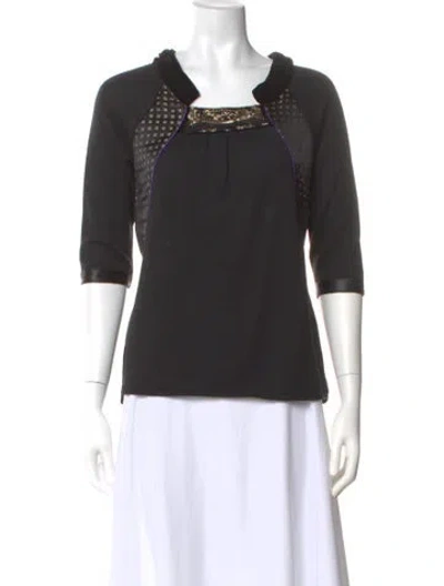 Pre-owned Etro Wool Patterned Blouse In Black