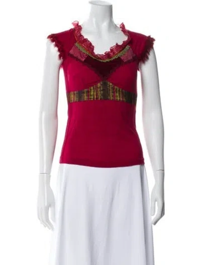 Pre-owned Etro Wool Patterned Blouse In Pink