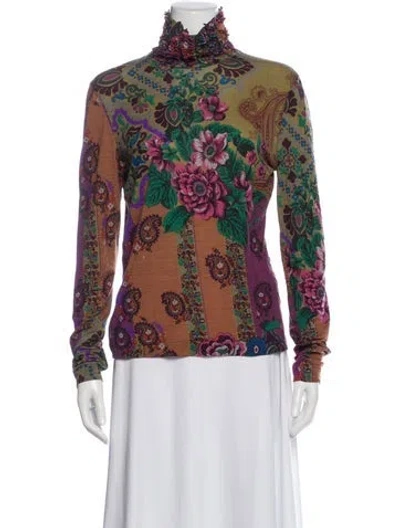 Pre-owned Etro Wool Patterned Blouse In Purple