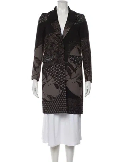 Pre-owned Etro Wool Patterned Coat In Brown