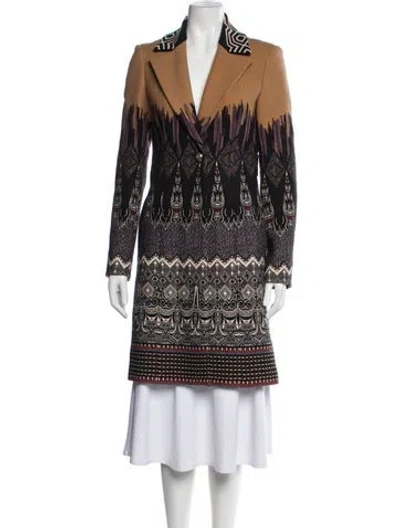 Pre-owned Etro Wool Patterned Coat In Brown