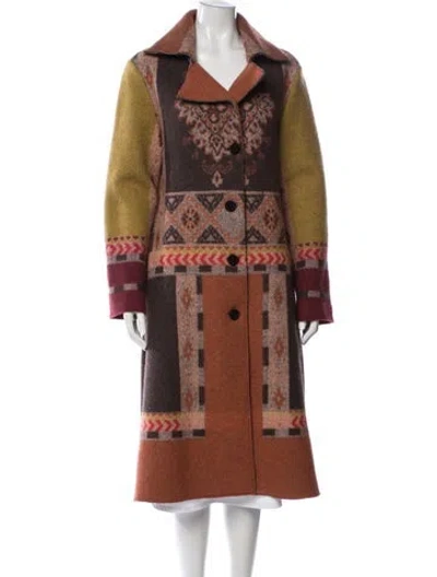 Pre-owned Etro Wool Patterned Coat In Neutrals