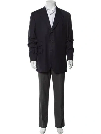 Pre-owned Etro Wool Patterned Jacket In Blue