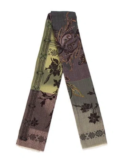 Pre-owned Etro Wool Patterned Scarf In Green
