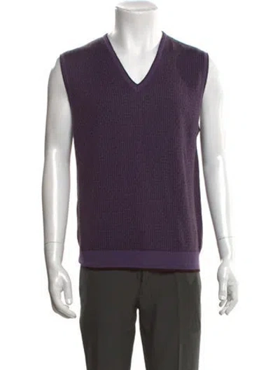 Pre-owned Etro Wool Patterned Sweater Vest In Purple
