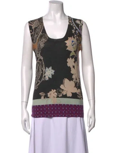 Pre-owned Etro Wool Patterned Top In Black