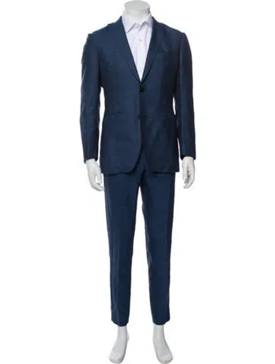 Pre-owned Etro Wool Patterned Two-piece Suit In Blue