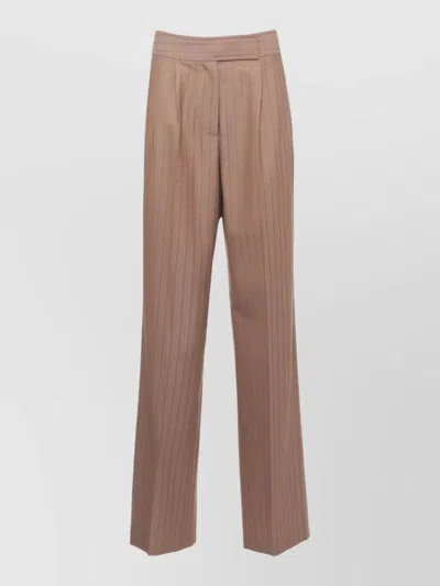 Etro Wool Pinstripe Palazzo Pants High Waist In Pink