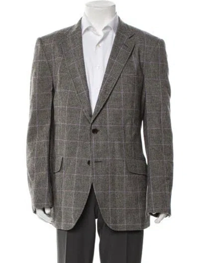 Pre-owned Etro Wool Plaid Print Blazer In Black