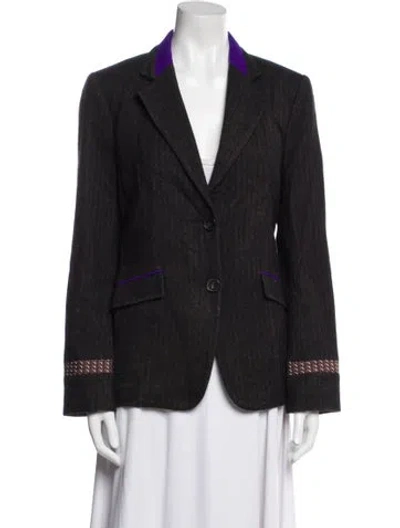 Pre-owned Etro Wool Plaid Print Blazer In Black