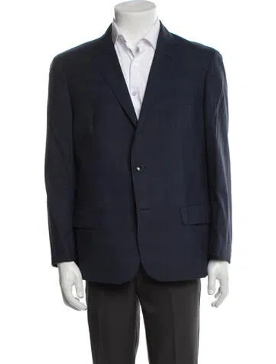 Pre-owned Etro Wool Plaid Print Blazer In Blue