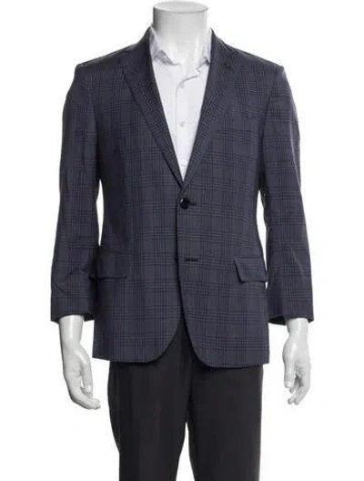 Pre-owned Etro Wool Plaid Print Blazer In Blue