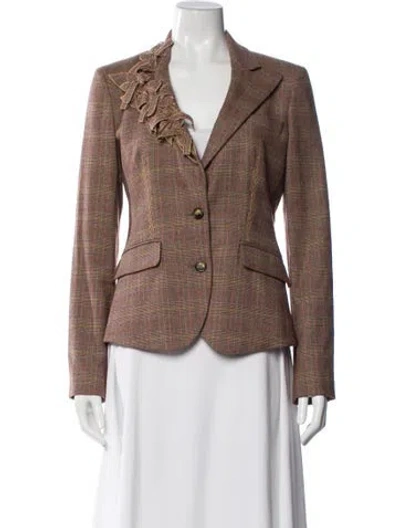 Pre-owned Etro Wool Plaid Print Blazer In Brown