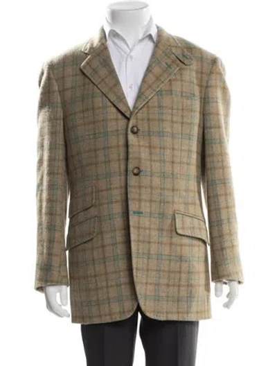 Pre-owned Etro Wool Plaid Print Blazer In Brown